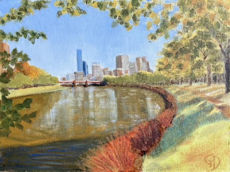 Yarra view of Melbourne city.jpg - Yarra view of Melbourne city Water-soluble oil on canvas, 9 x 12" (22.9 x 30.5 cm) Completed August 2021.